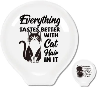 Katten keramische lepelhouder 2 stuks