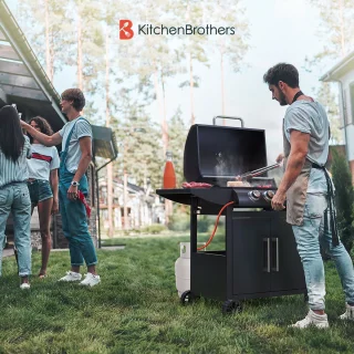 KitchenBrothers Gas BBQ 5 Branders Zwart