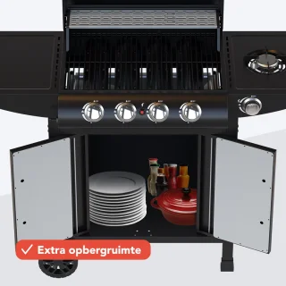 KitchenBrothers Gas BBQ 5 Branders Zwart