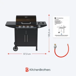 KitchenBrothers Gas BBQ 5 Branders Zwart
