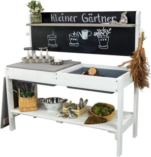 Kleine Tuinman - Modderkeuken van hout wit/grijs