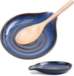 Kooklepelhouder keramiek 13cm spiraalpatroon
