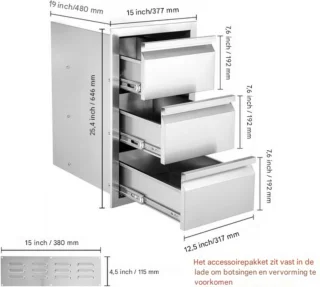 Ladekast Buitenkeuken Luxe RVS 19,4 kg Opslaglade