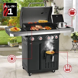 Landmann Fryton 4.1 Buitenkeuken Gas BBQ met Zijbrander Zwart