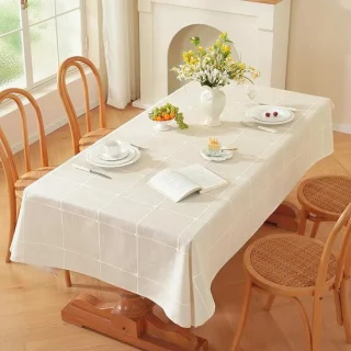 Linnenlook katoen vierkant tafelkleed 135 x 135 cm