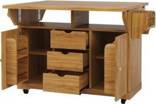 MEUNIQ keukeneiland op wielen 142,5 x 80 x 95 cm, bruin
