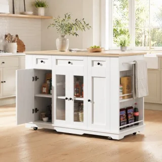 MEUNIQ keukeninsel / keukenwagen 151,5 x 60 x 91,7 cm