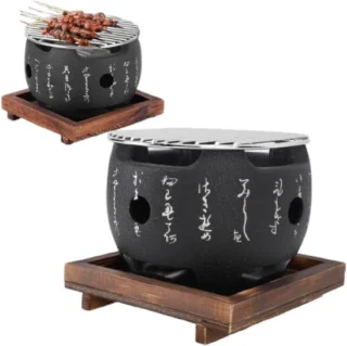 Mini draagbare BBQ-grill - ronde houtskoolgrill voor tafelgebruik
