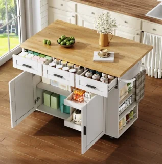 Mivray keuken eilandwagen MDF natural white 120x70x84 cm