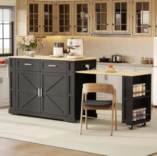 Modfu keukeneiland zwart eikenlook