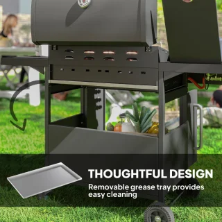 Outsunny Gasbarbecue Staal Zwart 129,5x56x110 cm