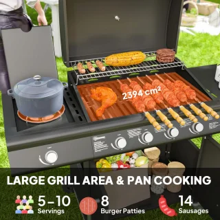 Outsunny Gasbarbecue Staal Zwart 129,5x56x110 cm