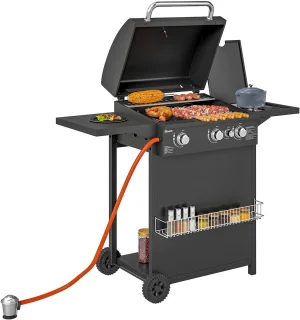 Outsunny Gasbarbecue Staal Zwart