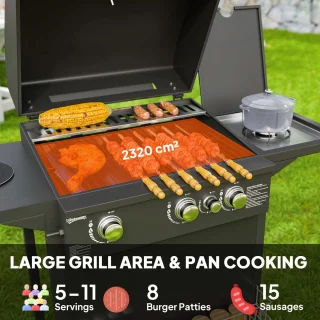 Outsunny Gasbarbecue Staal Zwart