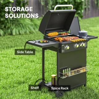 Outsunny Gasbarbecue Staal Zwart