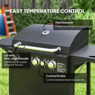 Outsunny Gasbarbecue Staal Zwart