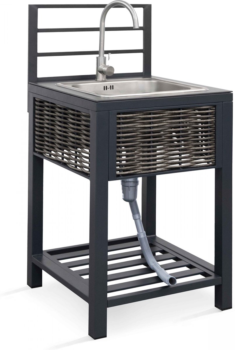 De Oviala kunsthars buitenkeuken gootsteenkast gevlochten in één oogopslag