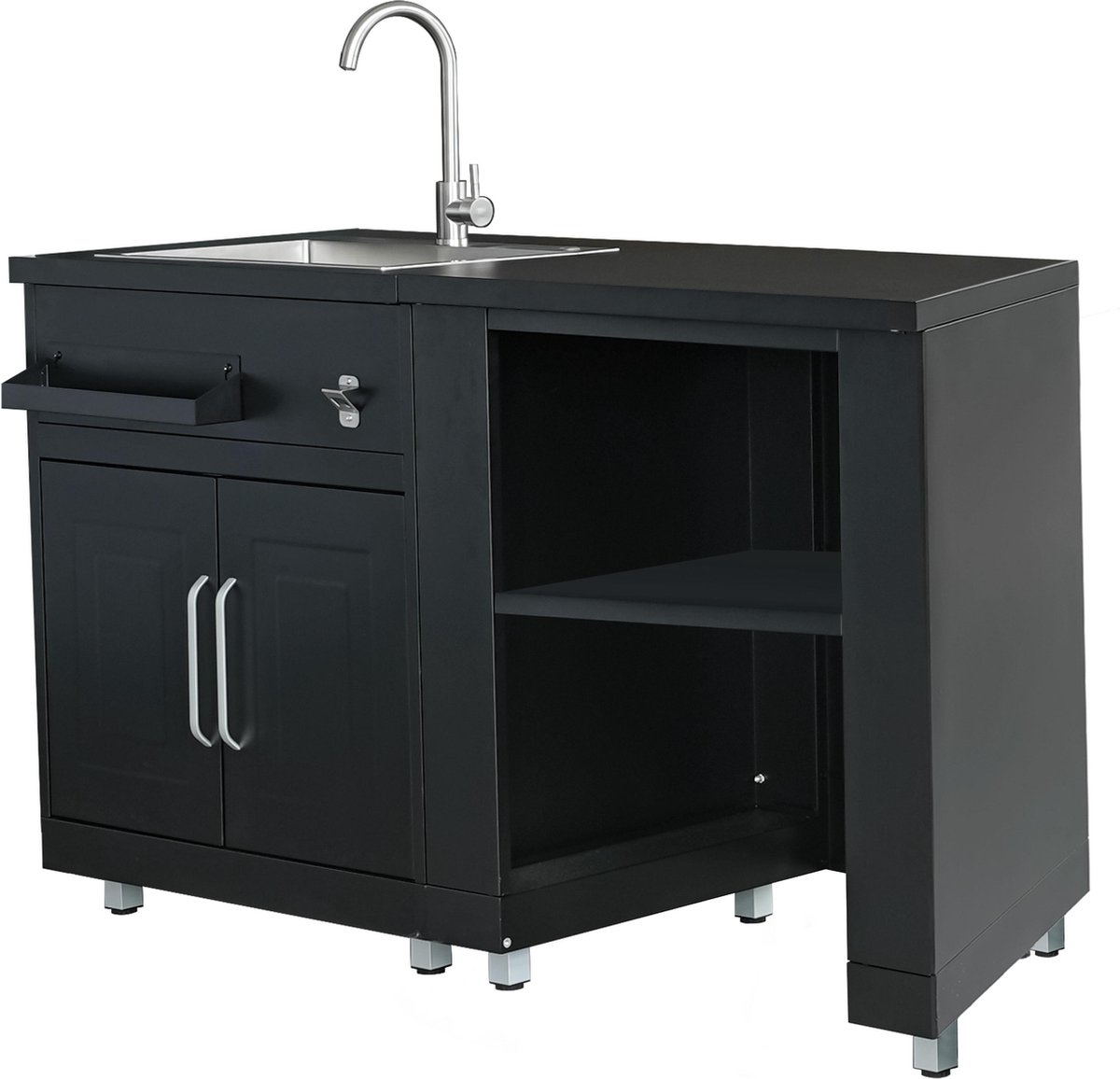 De Oviala Memphis 2-element buitenkeuken met zwarte spoelbak in één oogopslag