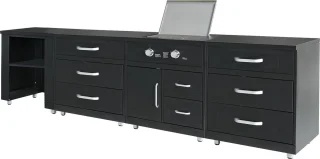 Oviala Memphis 4-element buitenkeuken met gasfornuis zwart