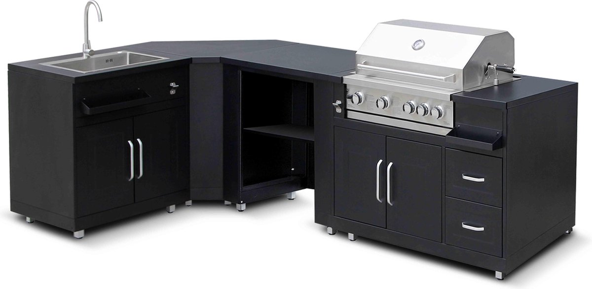 De Oviala Memphis Buitenkeuken Hoekopstelling 4-delig inclusief Gootsteen in één oogopslag