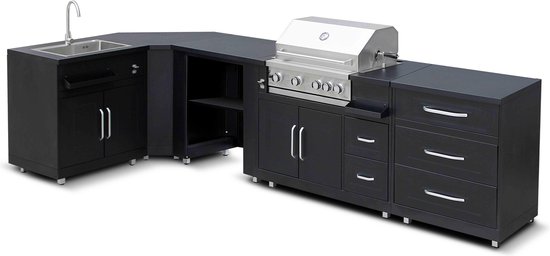 Oviala Memphis buitenkeuken hoekopstelling 5 elementen met gootsteen review