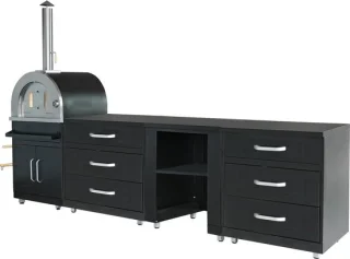 Oviala Memphis buitenkeuken met zwarte pizzaoven