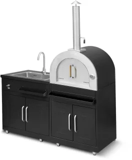 Oviala Metalen Buitenkeuken 2 Spoelbakken Pizzaoven