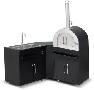 Oviala Metalen Buitenkeuken 3 Spoelbakken Pizzaoven