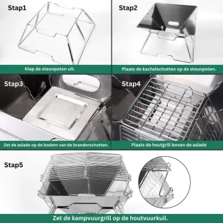 PEAM Opvouwbare Camping BBQ Grill