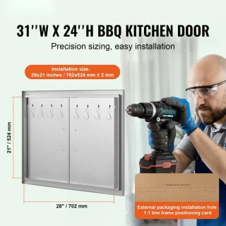 RVS Buitenkeuken Inbouwdeuren - Dubbele Toegangsdeuren