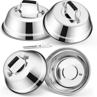 Rvs burgerbel set van 4 met rubber handvat