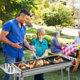RVS Houtskool Barbecue 73x34 CM Zilverkleurig