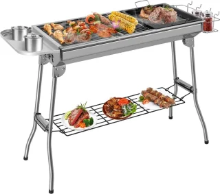 RVS Houtskool Barbecue 73x34 CM Zilverkleurig