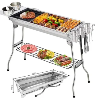 RVS Houtskool Barbecue 73x34 CM Zilverkleurig