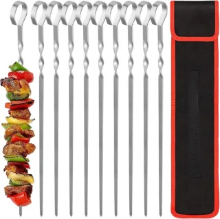 Set van 10 RVS grillspiesen, 43 cm
