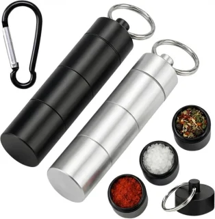 Set van 2 draagbare aluminium mini kruidenpotjes