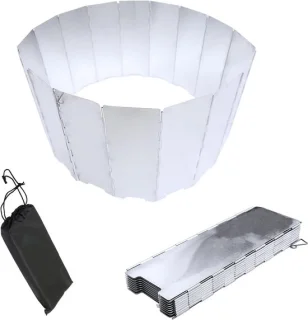 Set van 2 Draagbare Aluminium Windschermen voor Kookplaten met Trekkoordtas