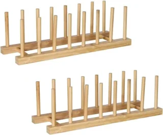 Set van 2 houten bordstandaards