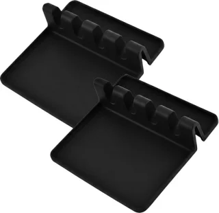 Set van 2 lepelhouders van siliconen (zwart)