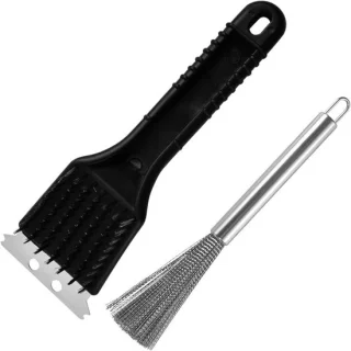 Set van 2 RVS grillborstels met schraper