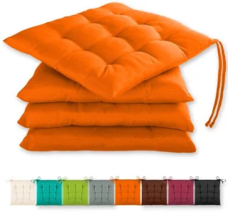 Set van 4 zitkussens 40x40x3cm oranje