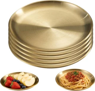Set van 5 ronde RVS borden 20 cm