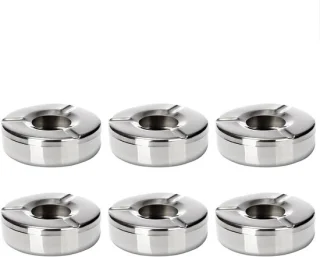 Set van 6 rvs tafelwindschermen van 10 cm met deksel