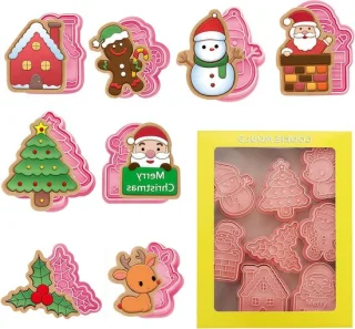 Set van 8 Kerst Koekjesuitstekers en stempels
