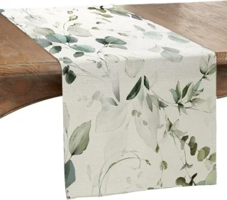 SnelShoppen groene tafelrunner 40x180cm Daisies