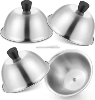 Stainless steel burger bells set van 4 stuks