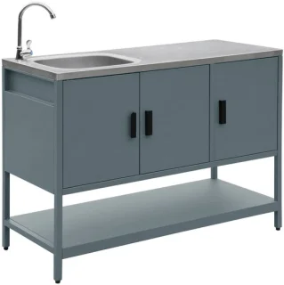 sweeek Naxos buitenkeukenmodule met gootsteen van staal 120 x 51 x 112,5 cm