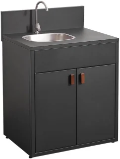 sweeek Thira buitenkeukenmodule van staal met gootsteen en 2 deuren, 80 cm