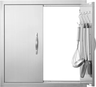 Toegangsdeur buitenkeuken - inbouwdeur roestvrijstaal - 610x610 mm - zilver