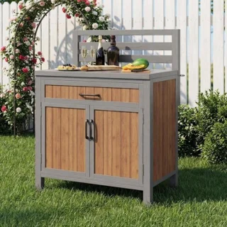 Tuinkast buiten met werkblad en lade, 80x54x119 cm, houtkleur